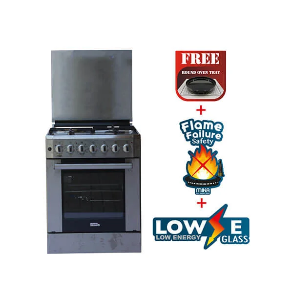 MikaMika Cooker MST6131HI/WOK Standing Cooker, 60cm X 60cm, 3 + 1, Electric Oven, Half Inox MST6131HI/WOK