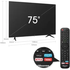 Hisense 75 Inch Smart UHD 4K Frameless TV Bluetooth – Side