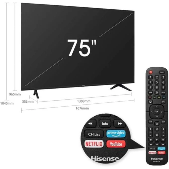Hisense 75 Inch Smart UHD 4K Frameless TV Bluetooth 5 call 0711477775 or 0711114001 Hisense 75 Inch Smart UHD 4K Frameless TV Bluetooth