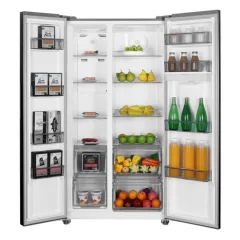 MIKA FRIDGE 529L  2 Door Side By Side Inox Line Brush MRNF2DW529XLBV – Open