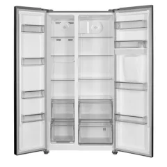 MIKA Fridge 442L 2 Door Side By Side No Frost (Frost Free) INVERTER Compressor Inox Line Brush MRNF2D442XLBV – Open