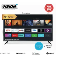 Vision Plus 50 Inch Smart TV Vidaa VP8850KV Frameless 4K UHD with Bluetooth + Free Wall Mount – Front