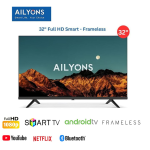 AILYONS 32 inch Smart Android TV FHD Bluetooth Frameless YouTube & Netflix
