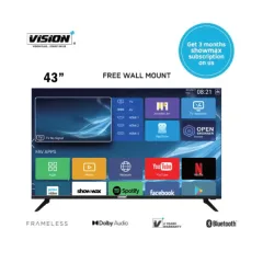 Vision Plus 43 Inch Smart Android TV VP8843SF Frameless Bluetooth Full HD +Wall Bracket – Front