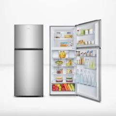 Hisense Fridge 424L double door silver color REF418DR – Open