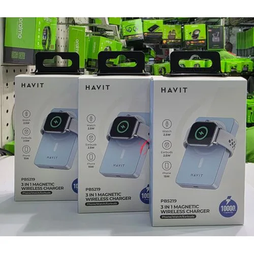 Havit PB5219 3 in 1 10000mAh 20W Magnetic Wireless Charging Power Bank Kenya | Patabay Kenya