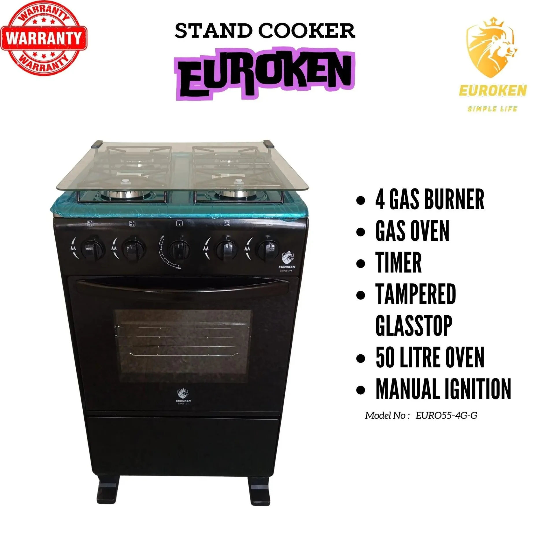 Euroken 4G 5055 Full Gas Standing Cooker with Gas Oven Price in Kenya 1 call 0711477775 or 0711114001 Euroken 4G 5055 Full Gas Standing Cooker